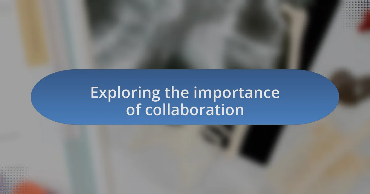 Exploring the importance of collaboration