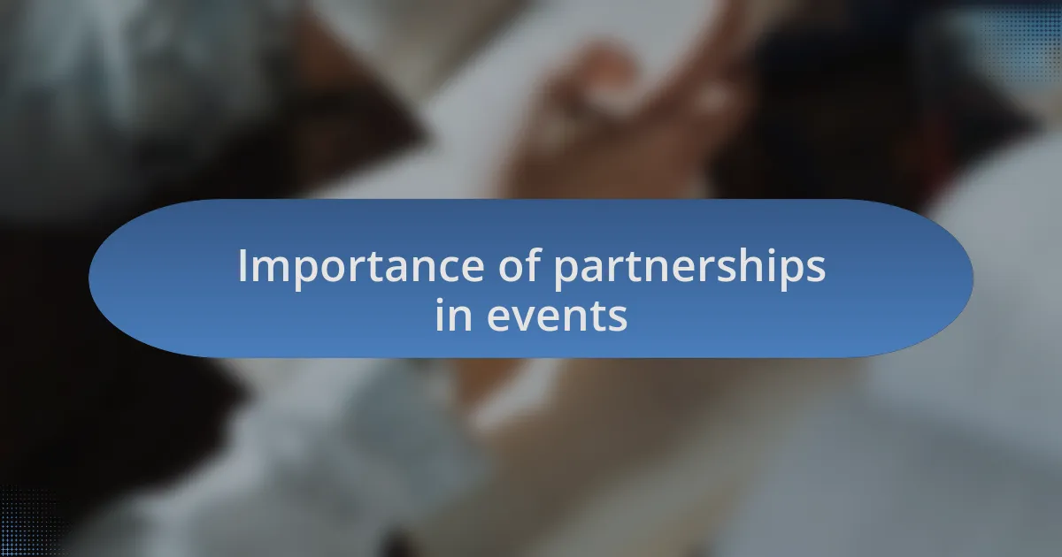 Importance of partnerships in events
