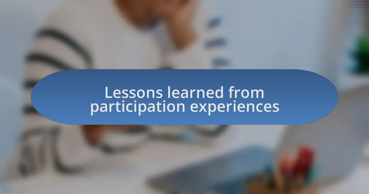 Lessons learned from participation experiences