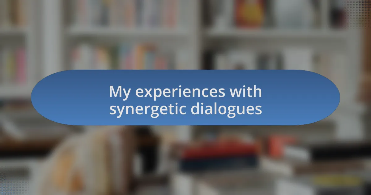 My experiences with synergetic dialogues