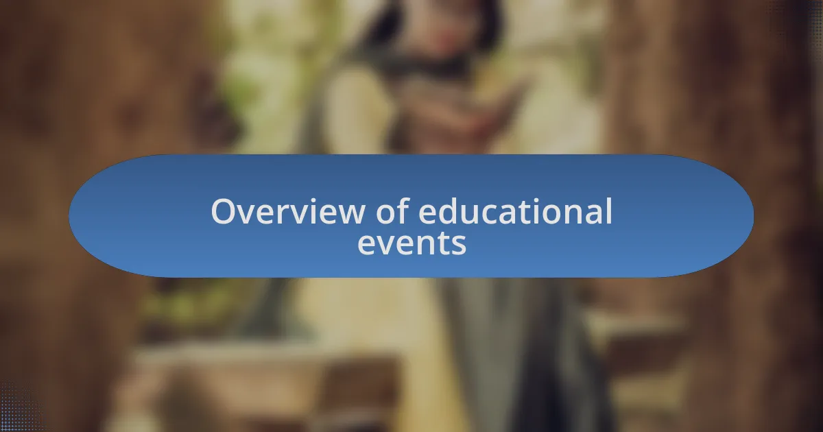 Overview of educational events