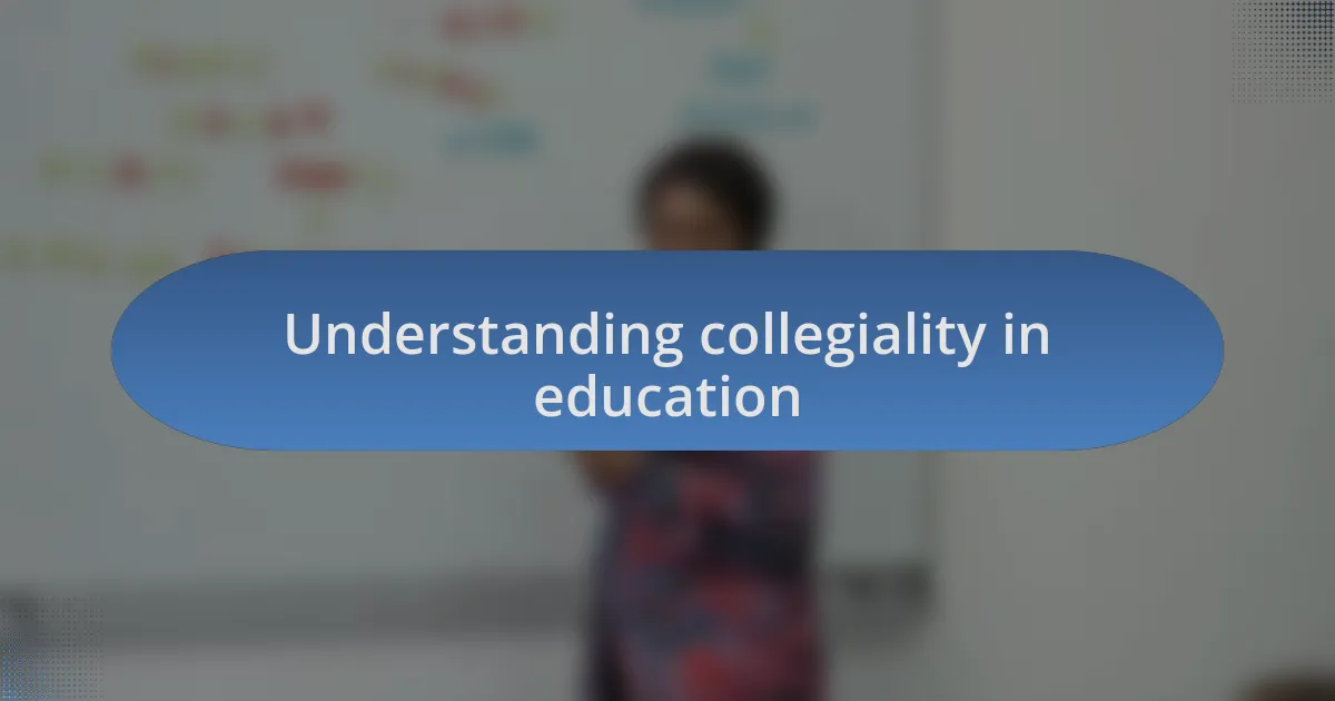 Understanding collegiality in education