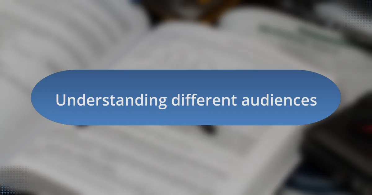Understanding different audiences