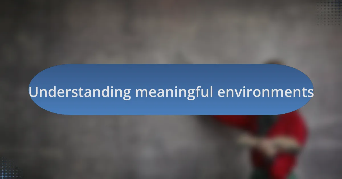 Understanding meaningful environments